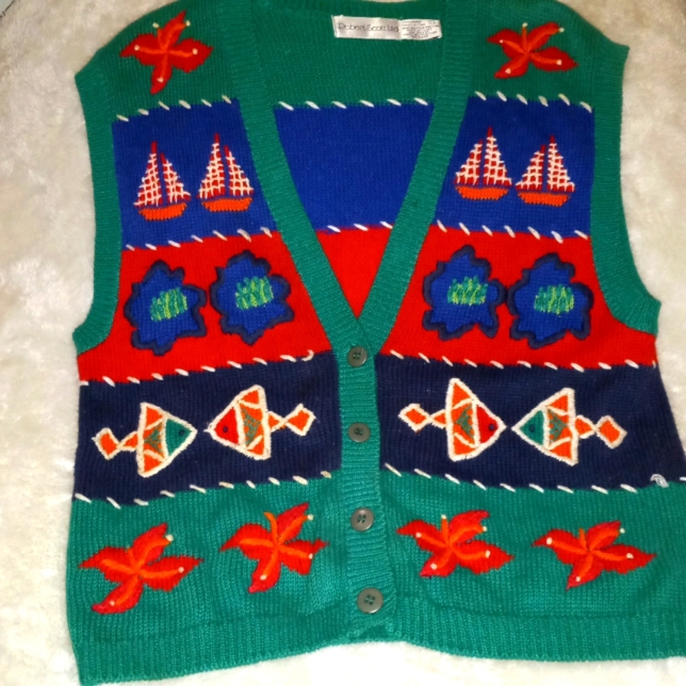 Springtime Shore Vintage Knit Vest